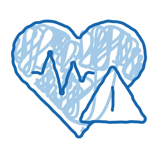 Heart Disease Sketch Icon Vector Hand Drawn Blue Doodle Line — Stock Vector