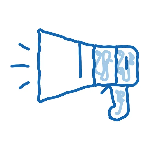 Loudspeakerツールのスケッチアイコンベクトル 手描きの青いドアラインアートスピーカーツール等角記号 孤立したシンボルイラスト — ストックベクタ