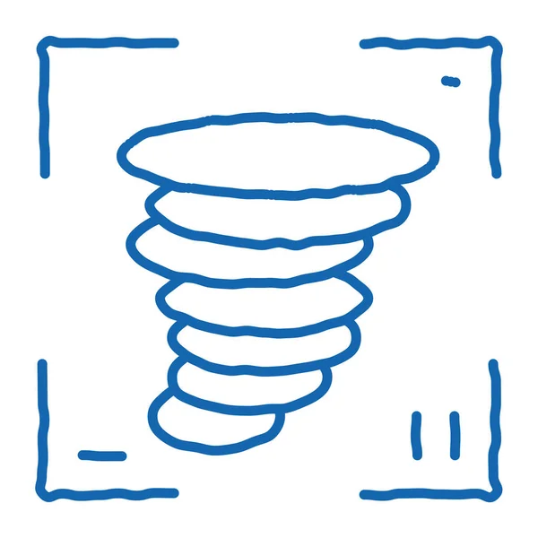 Video Tornado Skizzensymbol Vektor Handgezeichnetes Blaues Doodle Line Art Video — Stockvektor