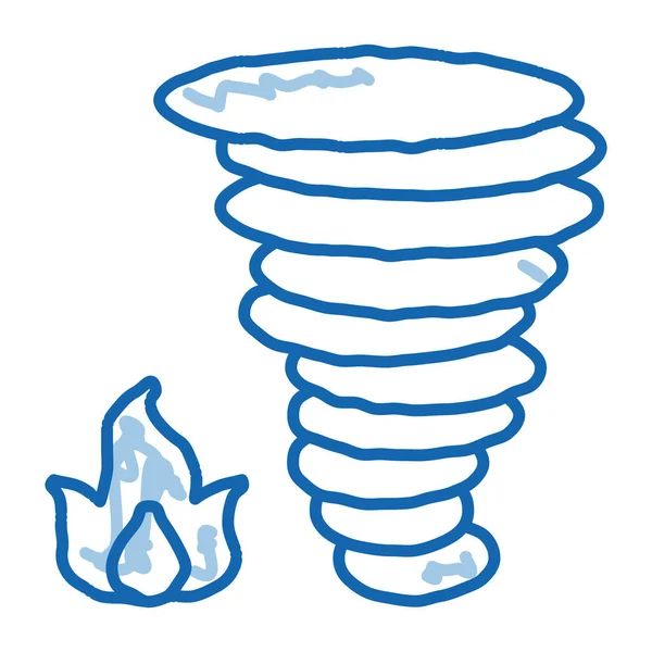 Burn Fire Tornado Skizziert Symbolvektor Handgezeichnete Blaue Doodle Line Art — Stockvektor