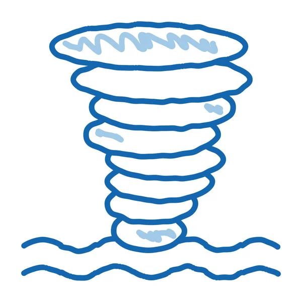 Tornado Sea Water Skizziert Symbolvektor Handgezeichnete Blaue Doodle Linie Kunst — Stockvektor