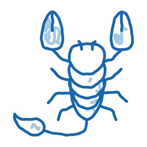 スコーピオ スケッチ アイコン ベクトル 手描きの青いドアラインアートScorpioサイン 孤立したシンボルイラスト — ストックベクタ