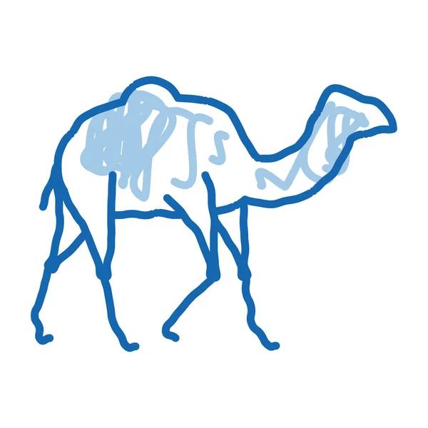 Vektor Ikony Velbloudí Kresby Ručně Kreslené Modré Čáry Umění Velbloudí — Stockový vektor