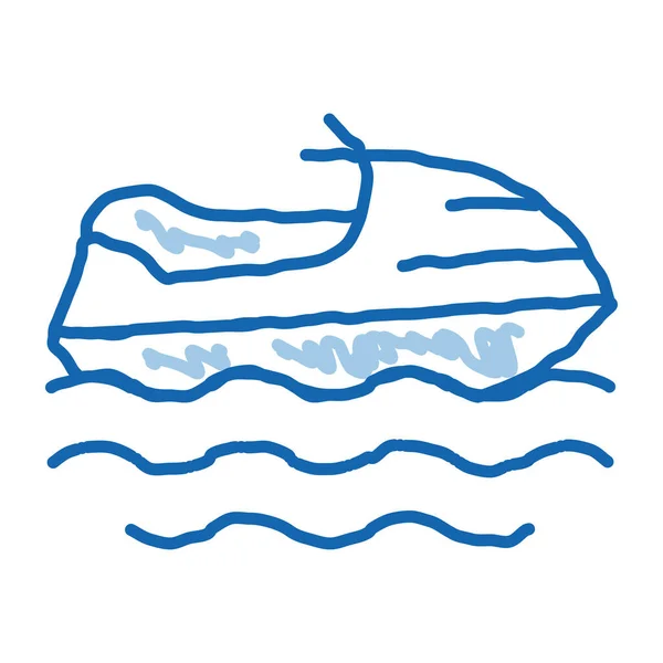 パワーボートのスケッチアイコンベクトル 手描きの青いドアラインアートパワーボートのサイン 孤立したシンボルイラスト — ストックベクタ