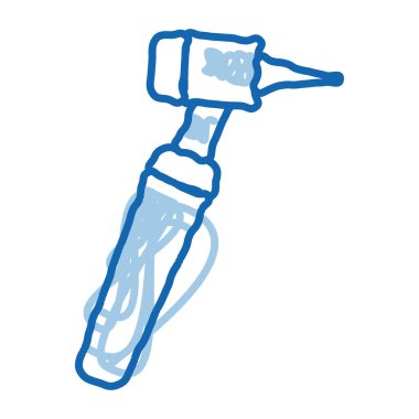 İşitme cihazı taslak ikon vektörü. El çizimi mavi çizgili sanat eseri İşitme Cihazları tabelası. izole edilmiş sembol çizimi