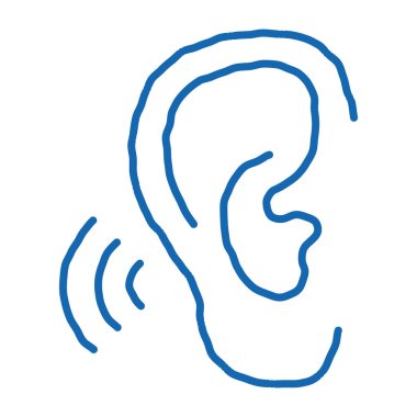 Hears Sound sketch icon vector. Hand drawn blue doodle line art Hears Sound sign. isolated symbol illustration clipart