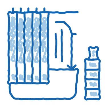 Banyo taslak ikon vektörü. El çizimi mavi karalama çizgisi. Tuvalet tabelası. izole edilmiş sembol çizimi