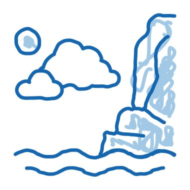 Gece Denizi taslak ikon vektörü. El çizimi mavi karalama çizgisi Gece Denizi işareti. izole edilmiş sembol çizimi