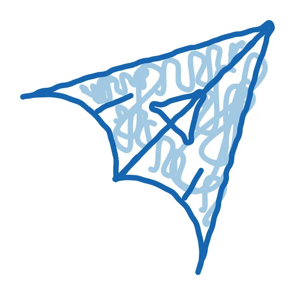 挂滑翔机草图图标矢量 手绘蓝色涂鸦线艺术挂滑翔机标志 孤立的符号说明 — 图库矢量图片