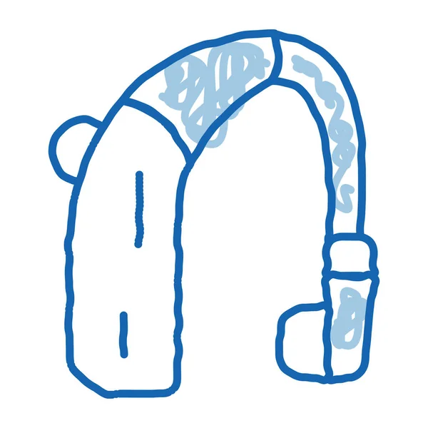 Deaf Aid Sketch Icon Vektor Handgezeichnetes Blaues Doodle Line Art — Stockvektor