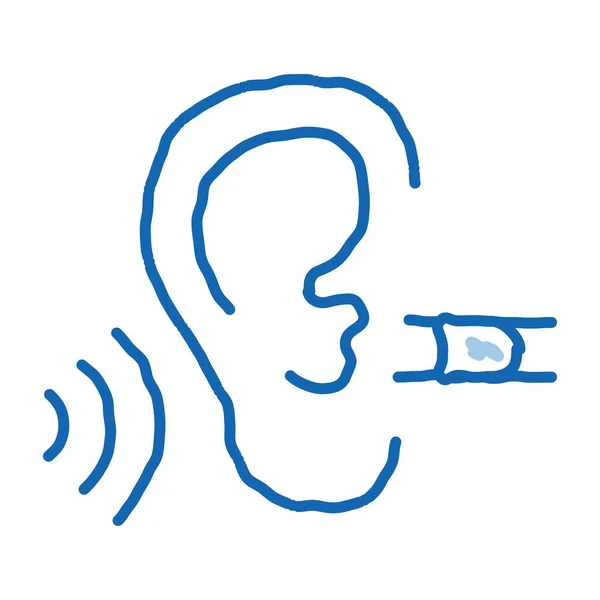 Dokonalý Vektor Náčrtu Sluchu Ručně Kreslené Modré Čáry Umění Perfektní — Stockový vektor