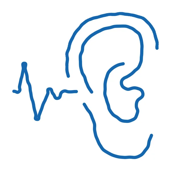 Making Sounds Ear Sketch Icon Vector Hand Drawn Blue Doodle — Stock Vector