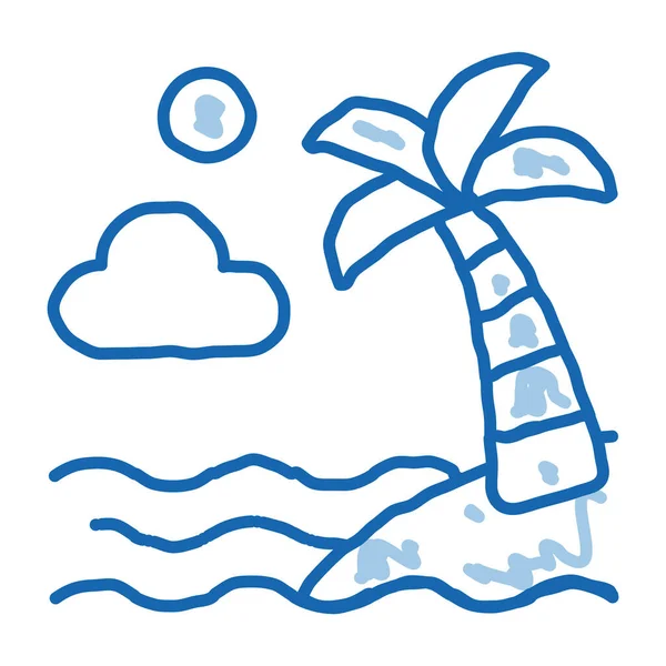 Pacific View Palm Sketch Icon Vector 손으로 Ocean View Palm — 스톡 벡터