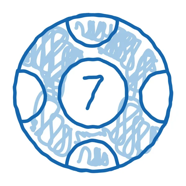 数字のスケッチアイコンベクトルを持つボール 数字記号で青のドアラインアートボールを手描き 孤立したシンボルイラスト — ストックベクタ