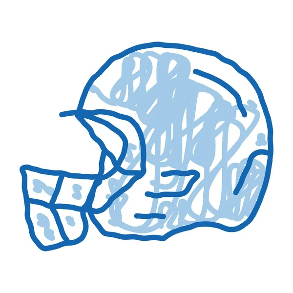 Protective Helmet Sketch Icon Vector Hand Drawn Blue Doodle Line — Stock Vector