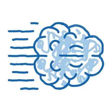 Hızlı Beyin Skeç ikon vektörü. El çizimi mavi karalama çizgisi Hızlı Düşün Beyin işareti. izole edilmiş sembol çizimi