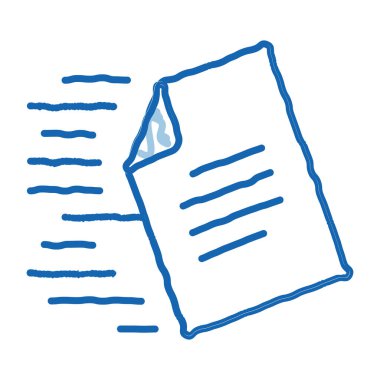 Belge Teslimatı taslak ikon vektörü. El çizimi mavi çizgili, sanat eseri teslimat tabelası. izole edilmiş sembol çizimi