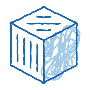 Rafine Küp taslak ikon vektörü. El çizimi mavi karalama çizgisi Rafine Küp işareti. izole edilmiş sembol çizimi