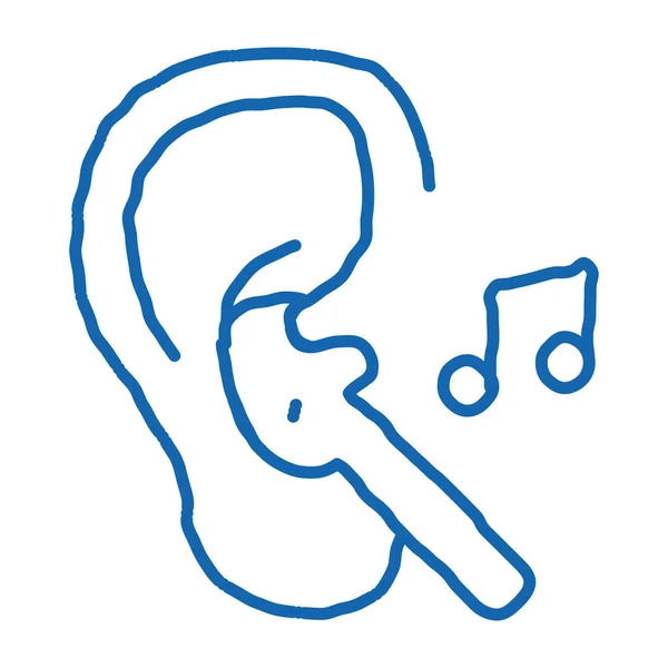 Kulaklıklar Müzik Taslak Ikon Vektörü Çizimi Mavi Çizgili Sanat Eseri — Stok Vektör