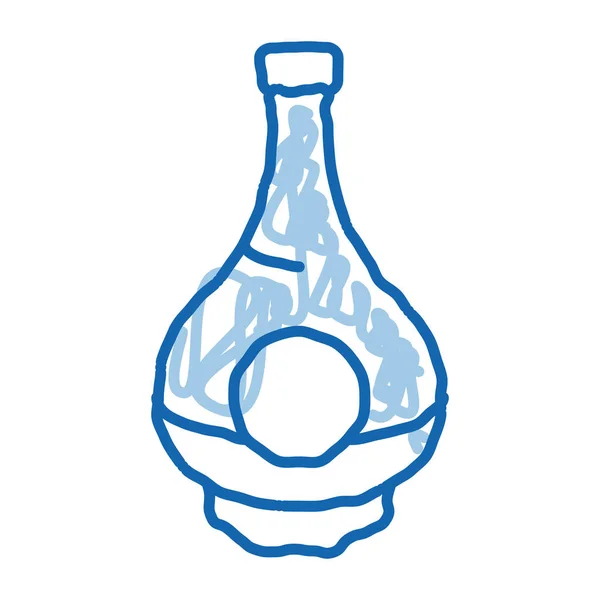喝水壶草图图标矢量 手绘蓝色涂鸦线艺术饮酒瓶标志 孤立的符号说明 — 图库矢量图片