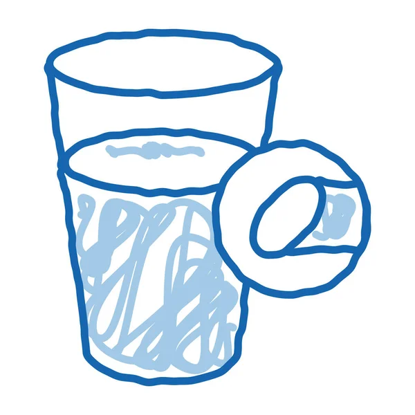 Cup Sweet Water Sketch Icon Vektor Handgezeichnetes Blaues Doodle Line — Stockvektor