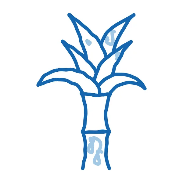 甘蔗植物草图图标矢量 手绘蓝色涂鸦线艺术甘蔗植物标志 孤立的符号说明 — 图库矢量图片