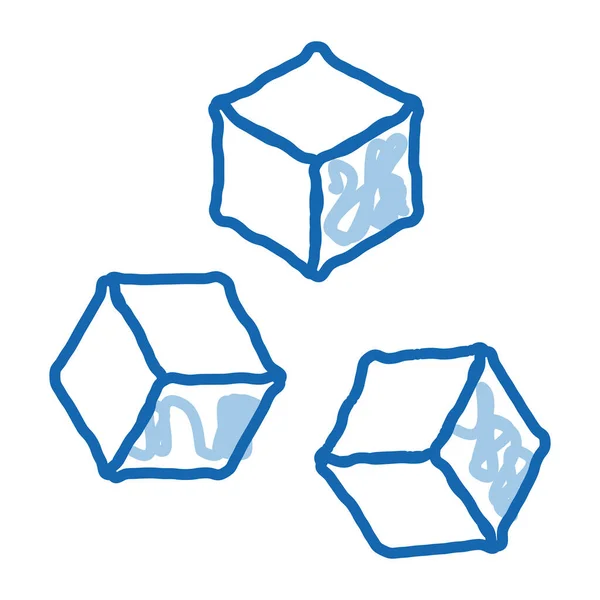 Raffiné Sucre Croquis Icône Vecteur Dessiné Main Bleu Doodle Ligne — Image vectorielle