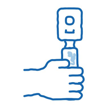 Tıbbi Araç Araştırma Gözü taslak ikon vektörü. El çizimi mavi karalama çizgisi. Tıp Kliniği Optimetri Ekipmanı. Teftiş Gözü tabelası. izole edilmiş sembol çizimi