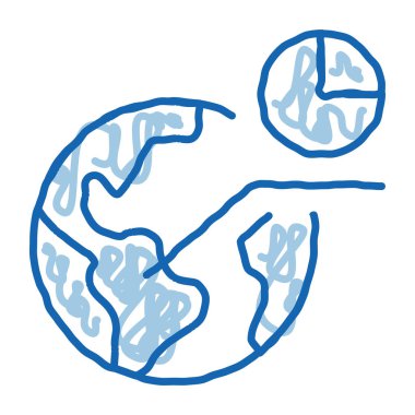 Uluslararası İstatistikçi taslak ikon vektörü. El çizimi mavi karalama çizgisi dünya çapında istatistikçi analitiği, Dünya Küresi, Gezegen Küresi işareti. izole edilmiş sembol çizimi