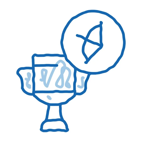 챔피언 스케치 아이콘 손으로 토너먼트 승리자 고립된 상징적 — 스톡 벡터