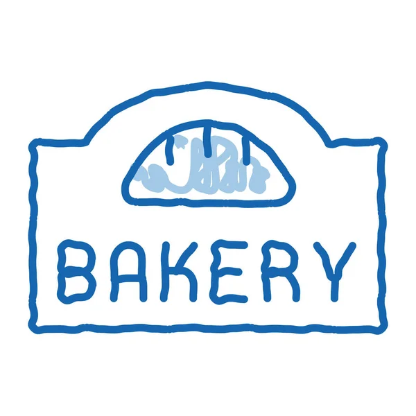 Bäckerei Brot Shop Namensschild Skizze Symbol Vektor Handgezeichnete Blaue Doodle — Stockvektor