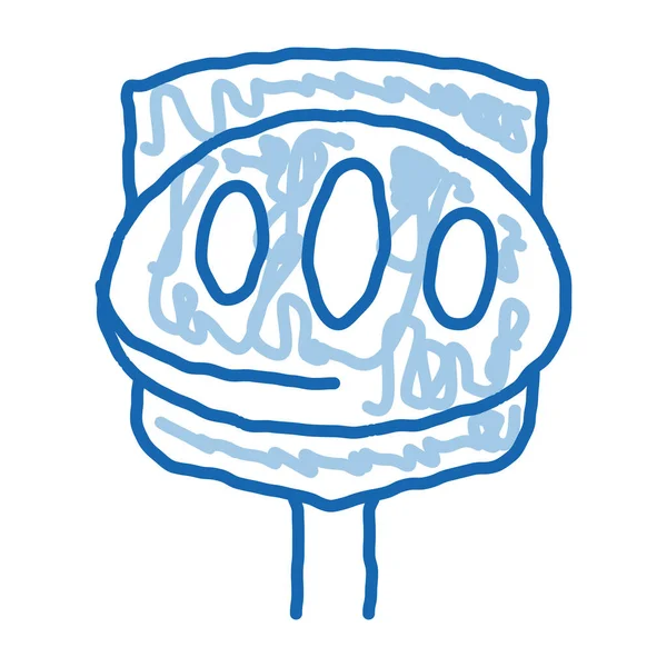 Pie Spatula味道鲜美食物图标向量 手绘蓝色涂鸦线艺术自制和烹饪派在厨房Utensil美味营养标志 孤立的符号说明 — 图库矢量图片