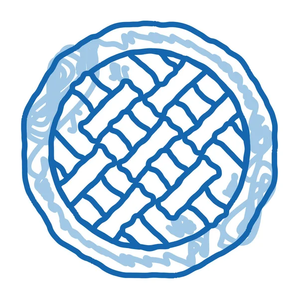 Turta Doldurulmuş Et veya Reçel Gıda taslak ikonu vektörü. El çizimi mavi çizgili Gourmet Grisp Çıtır Turta Lezzetli Tatlı tabelası. izole edilmiş sembol çizimi