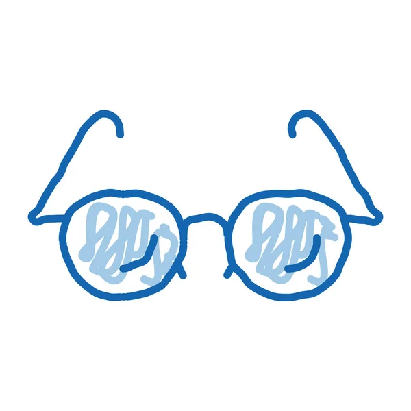 Brýle Pro Dobrý Zrak Náčrtek Ikony Vektor Ručně Kreslené Modré — Stockový vektor