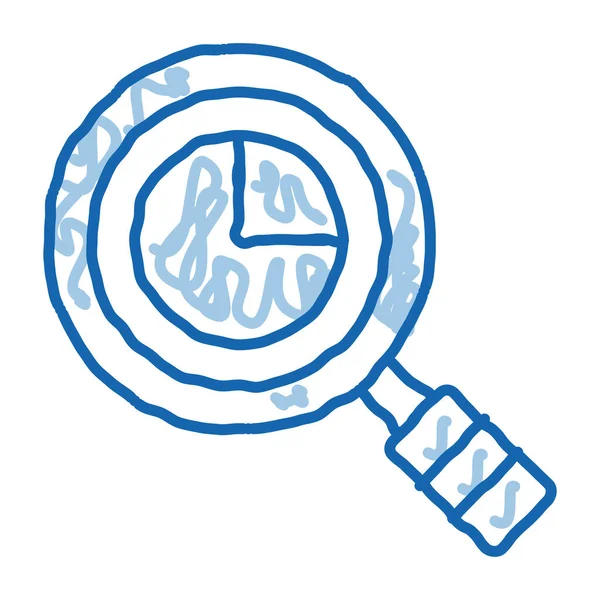 統計情報拡大鏡ガラスのスケッチアイコンベクトル 手描きの青いドアラインアート拡大ツールサークルインフォグラフィック 市場調査のサイン付き 孤立したシンボルイラスト — ストックベクタ