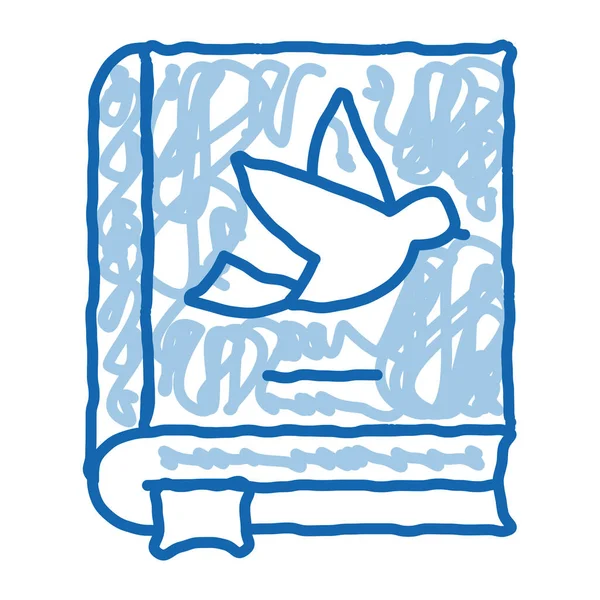 Bird Ornithology Book Sketch Icon Vector Hand Drawn Blue Doodle — Stock Vector
