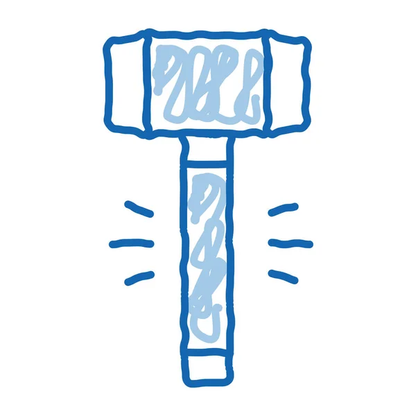 Hammer Tool Skizziert Symbolvektor Handgezeichnete Blaue Doodle Linie Kunst Hammer — Stockvektor