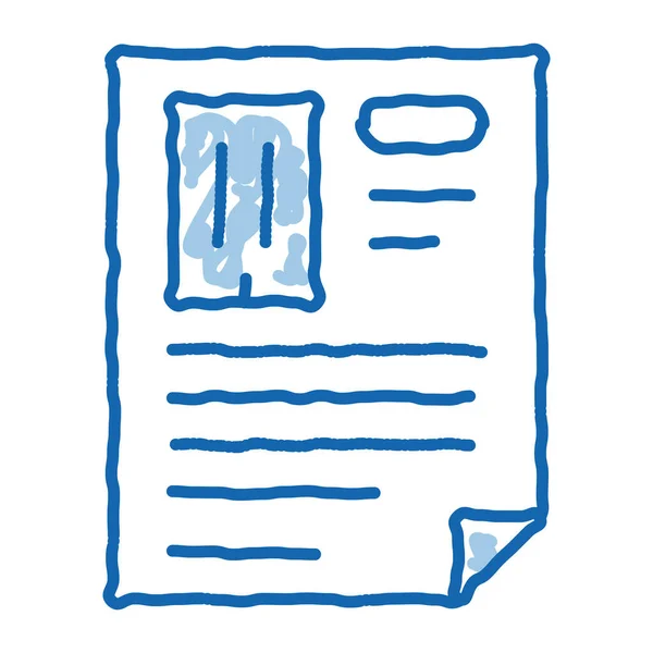 Document Page Vetor Ícone Esboço Desenho Mão Azul Doodle Line — Vetor de Stock