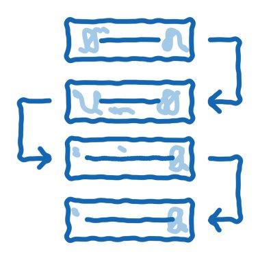 İşlem Planı taslak ikon vektörü. El çizimi mavi karalama çizgisi. Sanat İşlem Planı işareti. izole edilmiş sembol çizimi