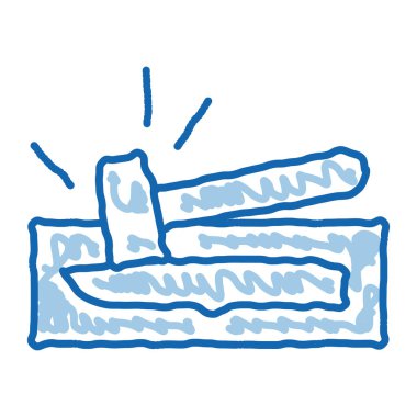 Bıçak Çekici taslak ikon vektörü. El çizimi mavi karalama çizgisi. Bıçak Çekiç işareti. izole edilmiş sembol çizimi