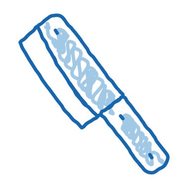 Balta Bıçak taslak ikon vektörü. El çizimi mavi çizgili balta bıçağı işareti. izole edilmiş sembol çizimi