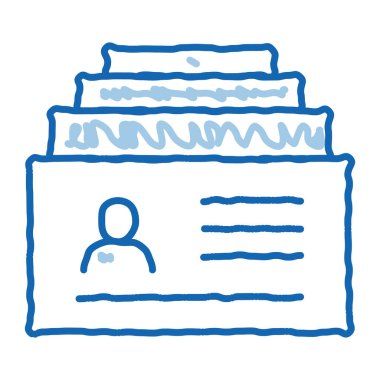 Müşteri Veritabanı taslak ikonu vektörü. El çizimi mavi çizgili sanat eseri Müşteri Veritabanı tabelası. izole edilmiş sembol çizimi