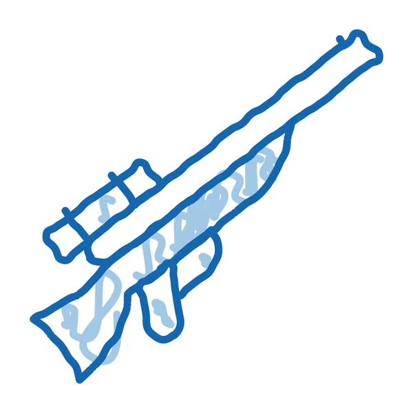 Vetor Ícone Desenho Arma Caça Mão Desenhado Azul Doodle Linha — Vetor de Stock