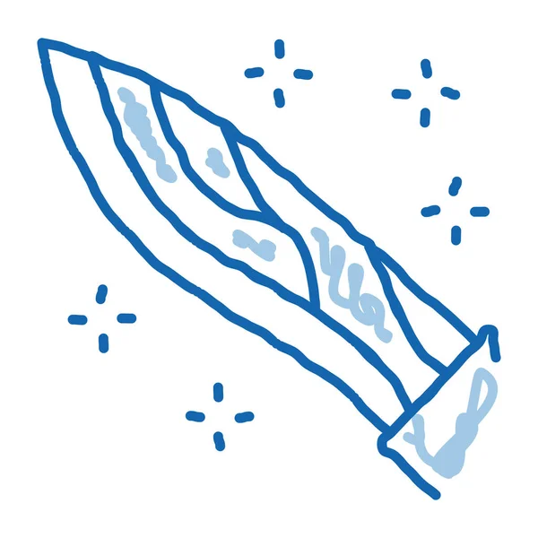 Sparkling Knife Sketch Vector Icono Arte Dibujado Mano Garabato Azul — Vector de stock