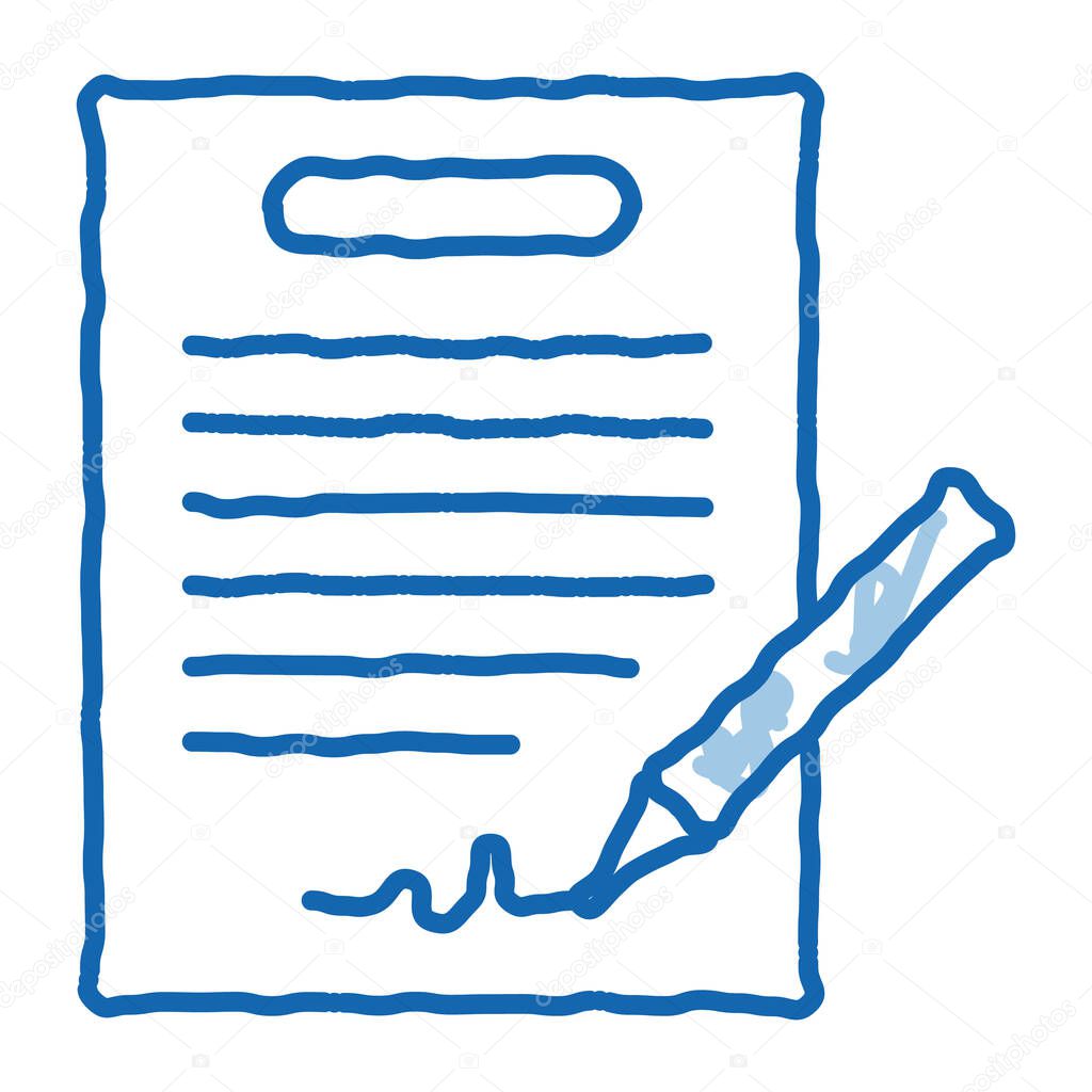 Contract Signing sketch icon vector. Hand drawn blue doodle line art Contract Signing sign. isolated symbol illustration
