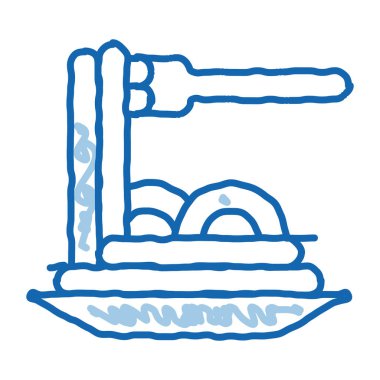 Makarna İtalya Tabağı taslak ikonu vektörü. El çizimi mavi çizgili İtalyan Pasta Tabağı işareti. izole edilmiş sembol çizimi