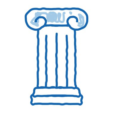 Antik Sütun taslak ikon vektörü. El çizimi mavi karalama çizgisi Antika Kol işareti. izole edilmiş sembol çizimi