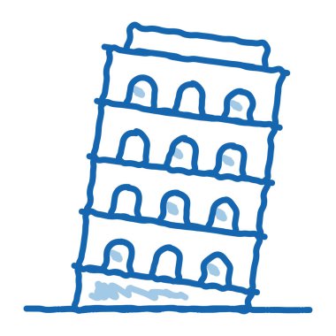 Pisa Kulesi taslak ikon vektörü. El çizimi mavi karalama çizgisi Pisa Kulesi tabelası. izole edilmiş sembol çizimi