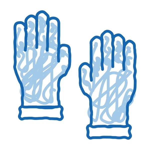 Maître Gants Croquis Icône Vecteur Dessiné Main Bleu Doodle Ligne — Image vectorielle