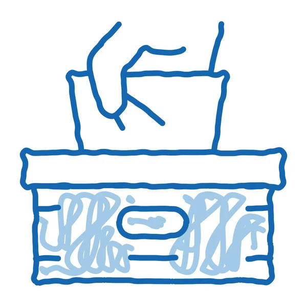Servietten Box Hand Skizze Symbol Vektor Handgezeichnetes Blaues Doodle Line — Stockvektor